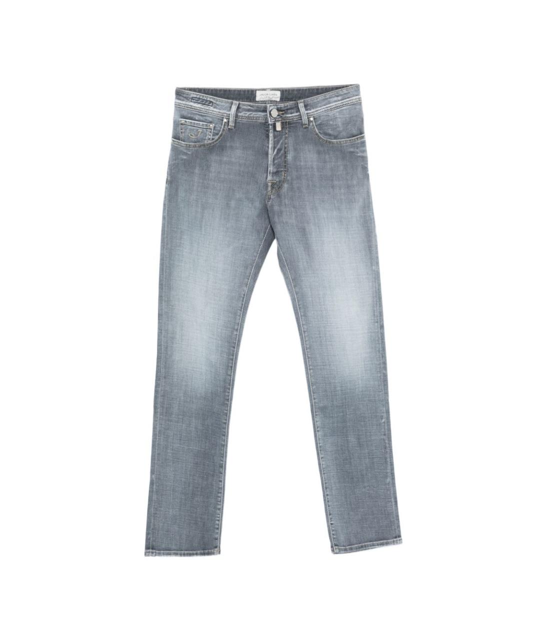 JACOB COHEN Серые хлопковые прямые джинсы, фото 1