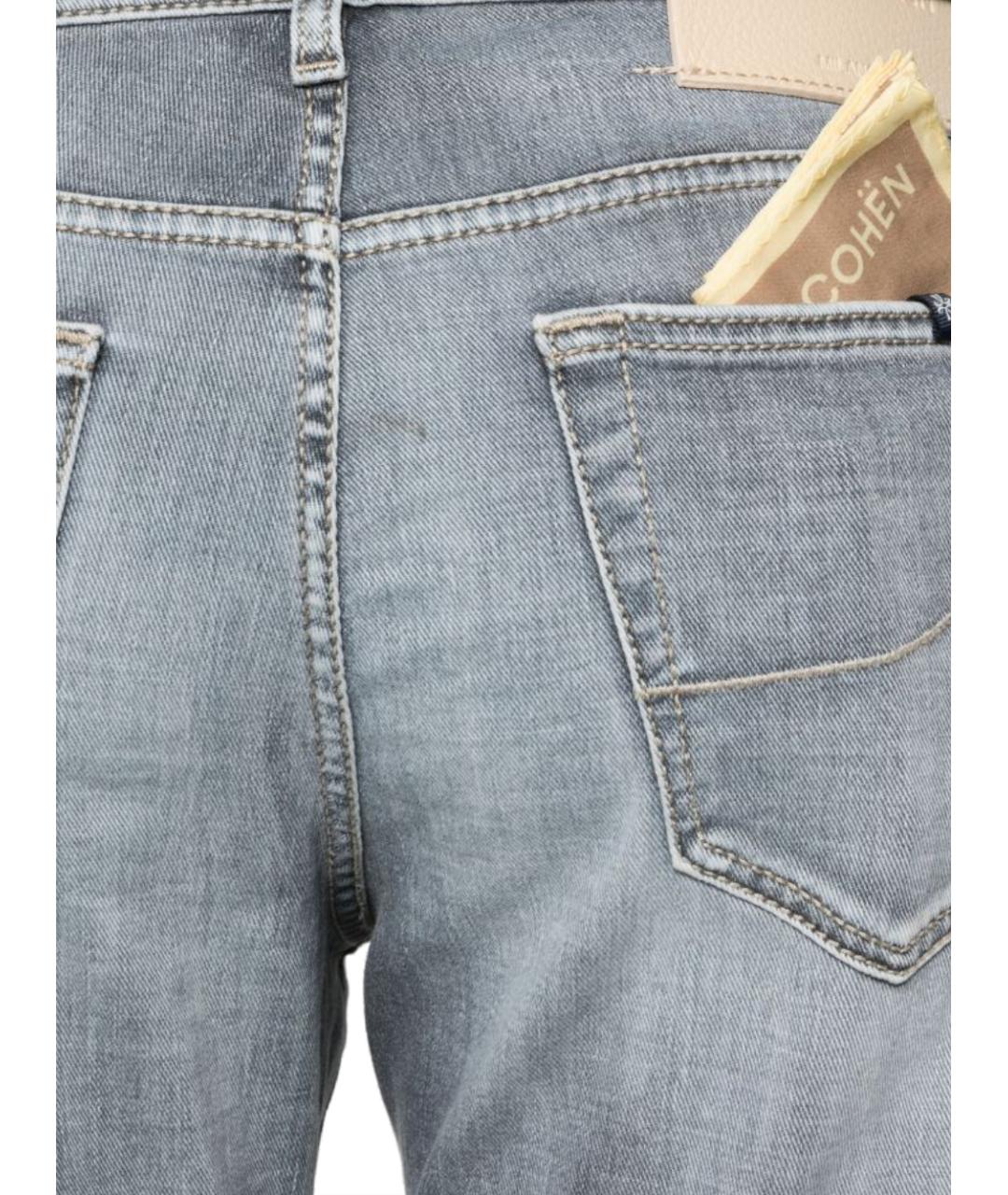 JACOB COHEN Серые хлопковые прямые джинсы, фото 4