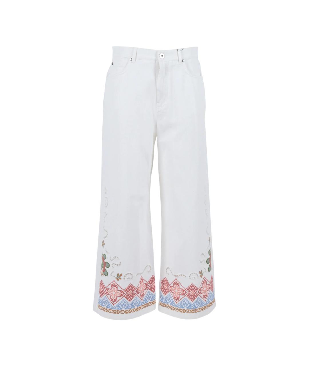 WEEKEND MAX MARA Белые хлопковые прямые брюки, фото 1