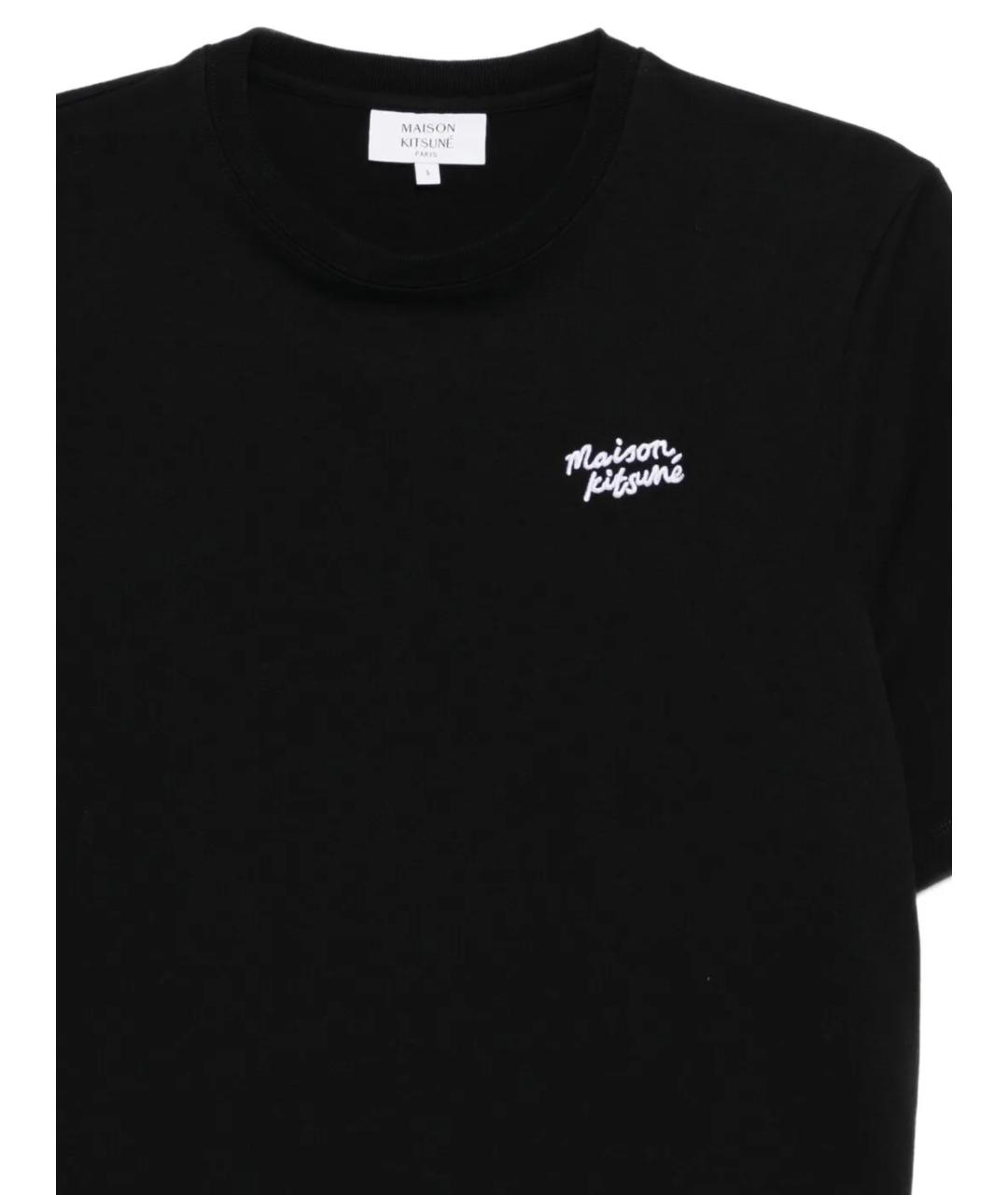 MAISON KITSUNE Черная хлопковая футболка, фото 2