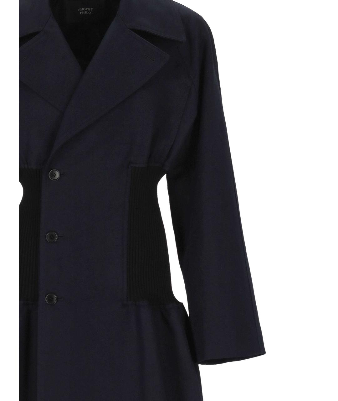 PHOEBE PHILO Темно-синее хлопковое пальто, фото 2