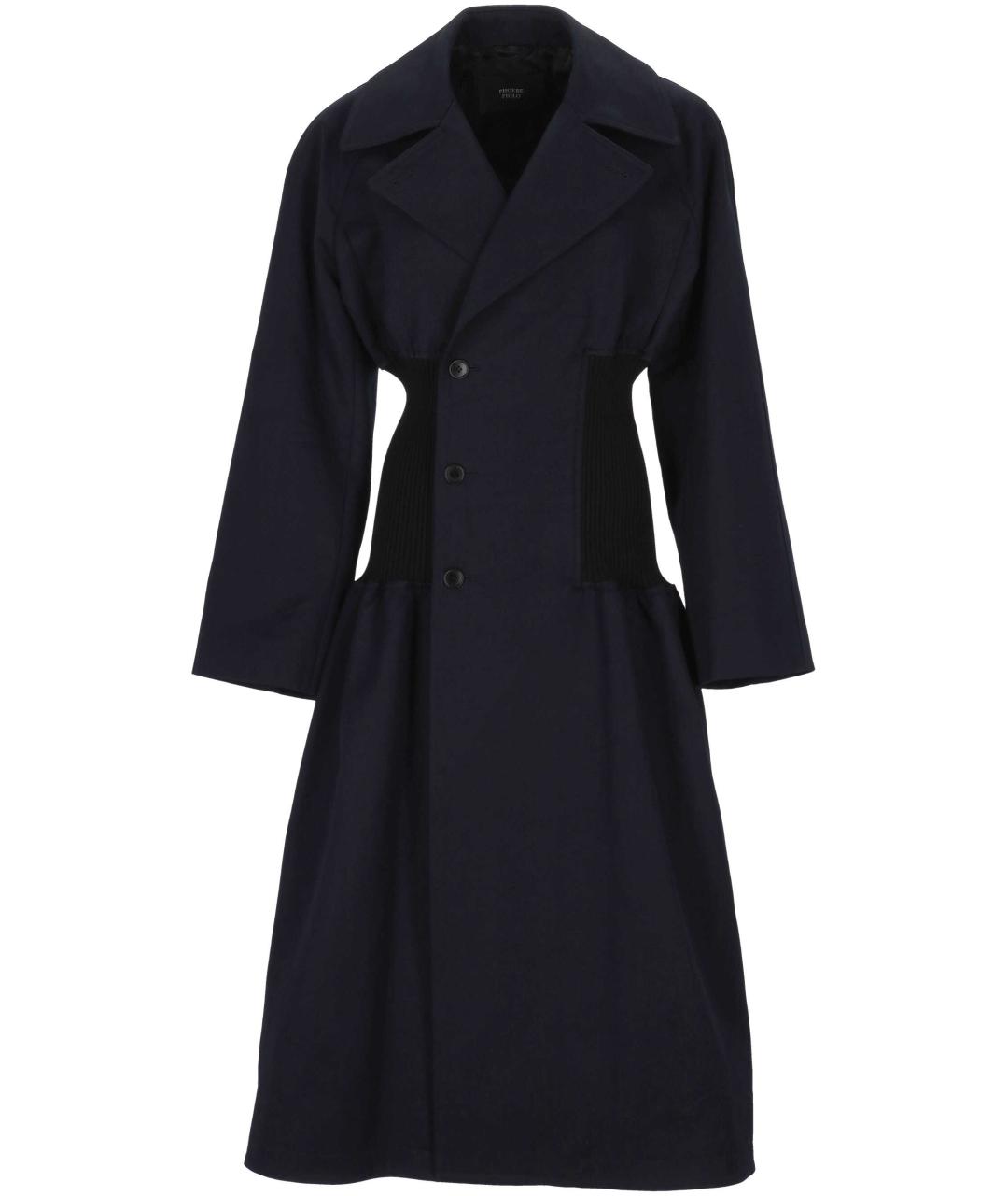 PHOEBE PHILO Темно-синее хлопковое пальто, фото 1