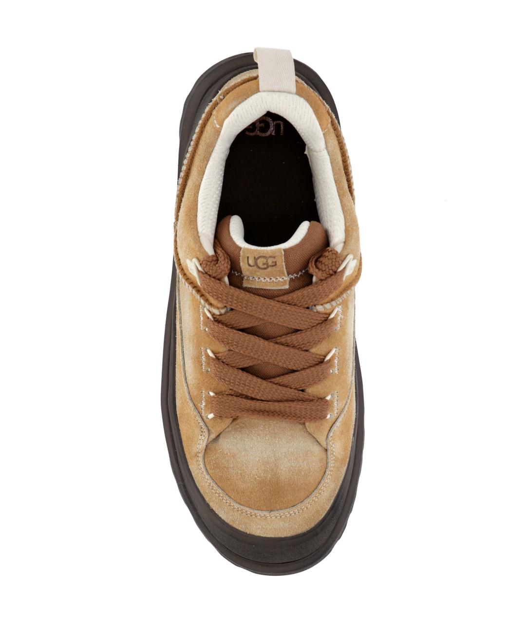 UGG AUSTRALIA Бежевые замшевые низкие кроссовки / кеды, фото 4