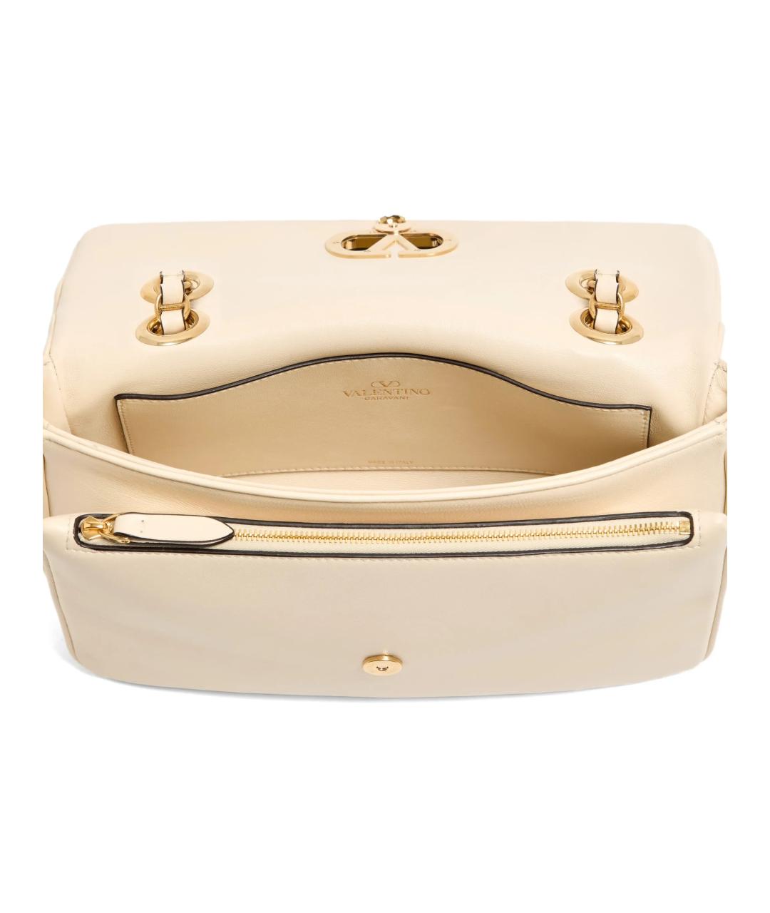 VALENTINO Бежевая кожаная сумка через плечо, фото 5