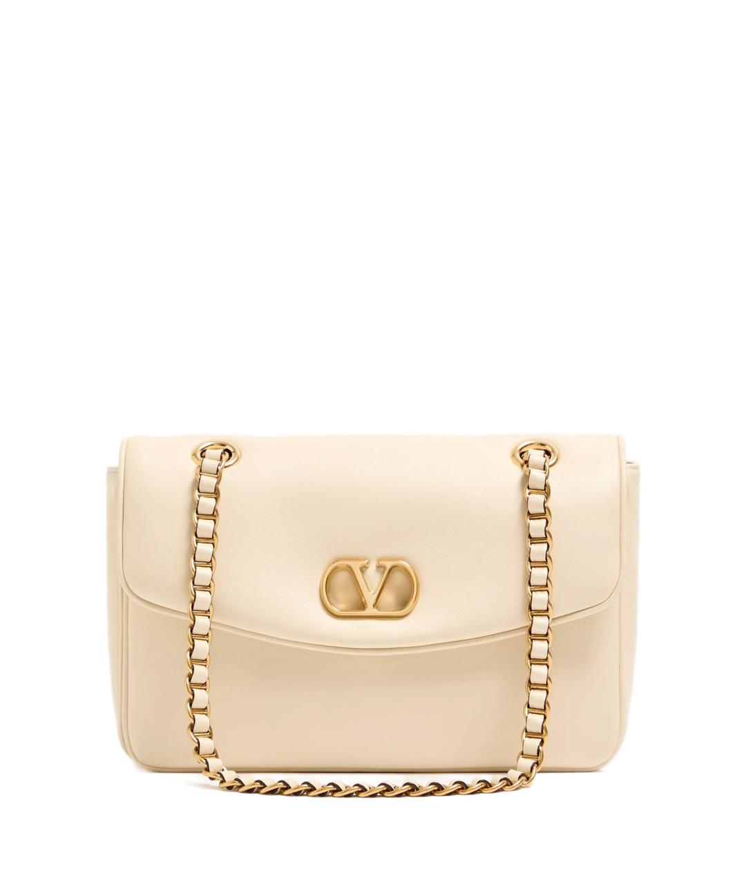 VALENTINO Бежевая кожаная сумка через плечо, фото 1
