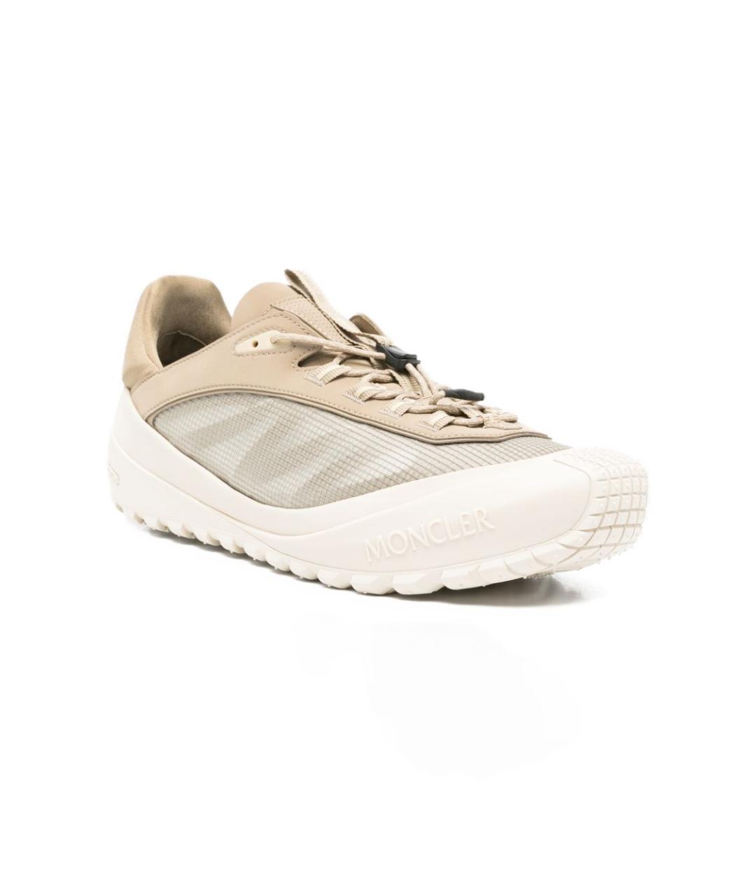 MONCLER Бежевые текстильные низкие кроссовки / кеды, фото 2