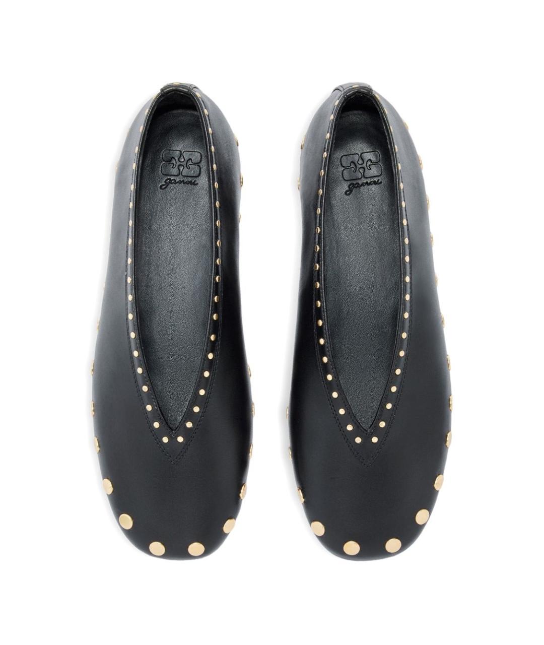GANNI Черные кожаные балетки, фото 3