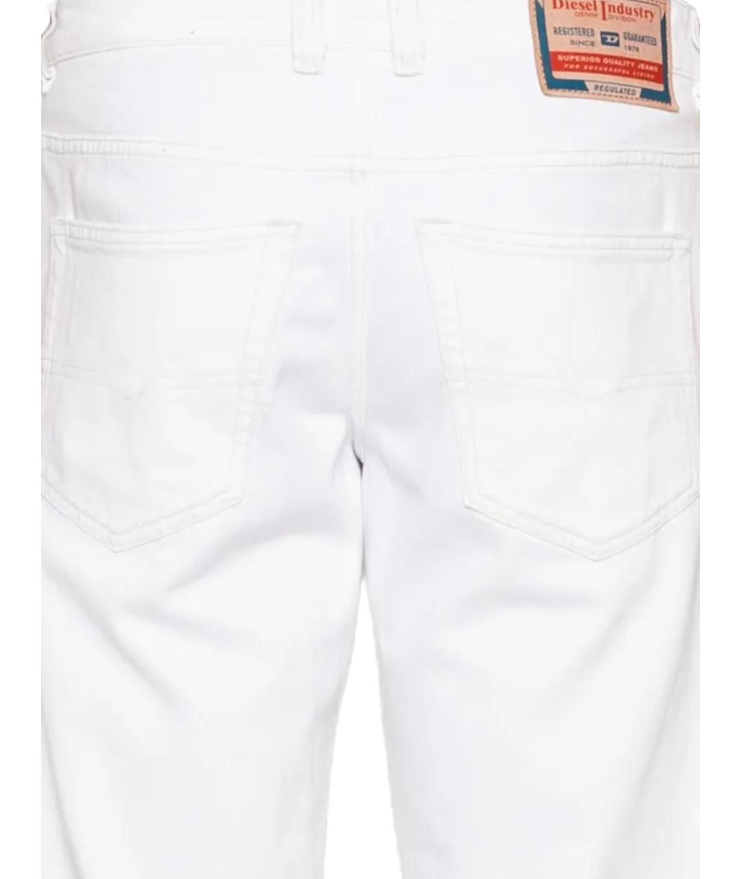 DIESEL Белые хлопковые прямые джинсы, фото 3