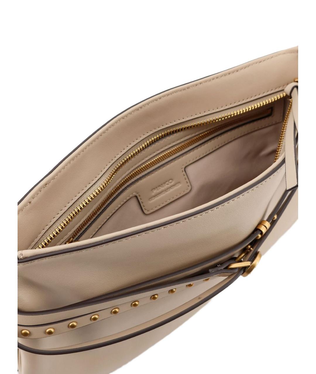 PINKO Бежевая кожаная сумка через плечо, фото 5