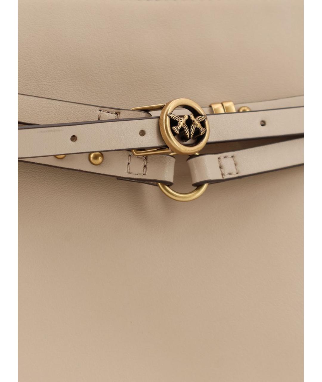 PINKO Бежевая кожаная сумка через плечо, фото 4