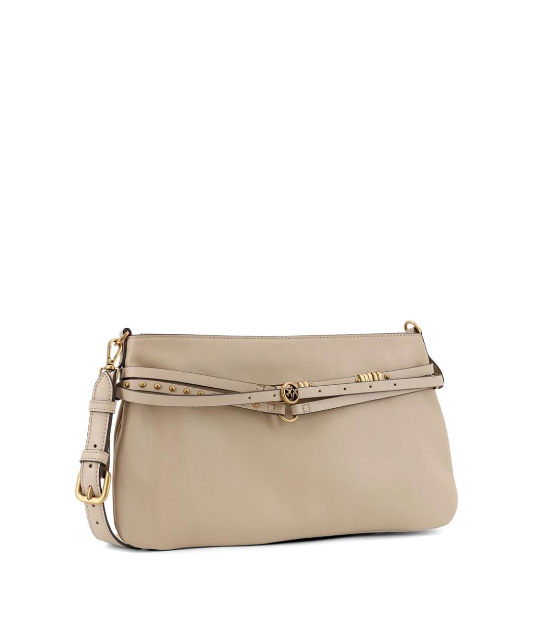 PINKO Бежевая кожаная сумка через плечо, фото 2