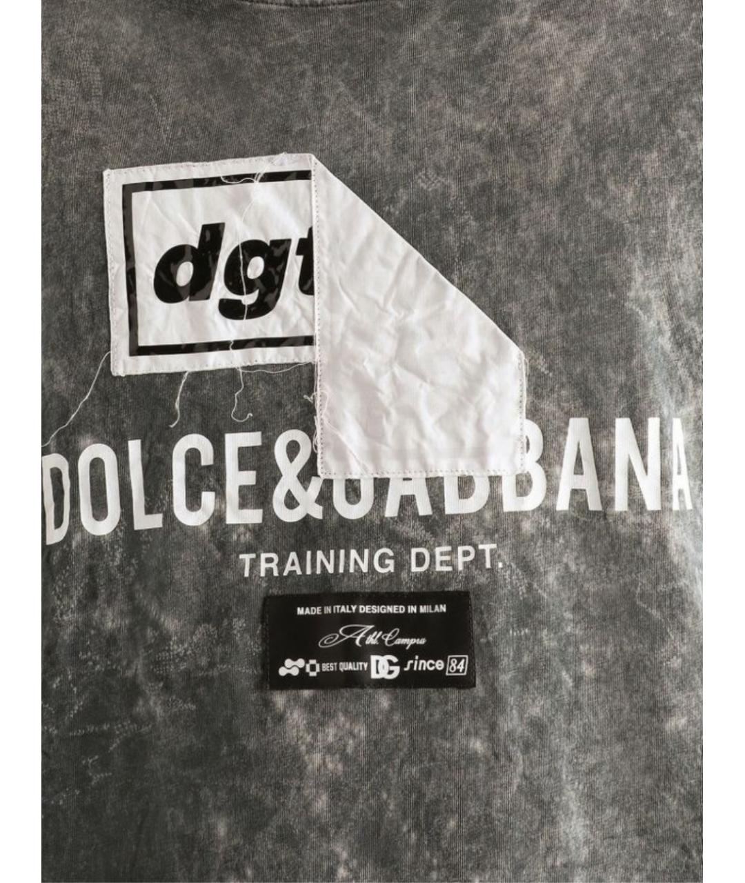 DOLCE&GABBANA Серая хлопковая футболка, фото 2