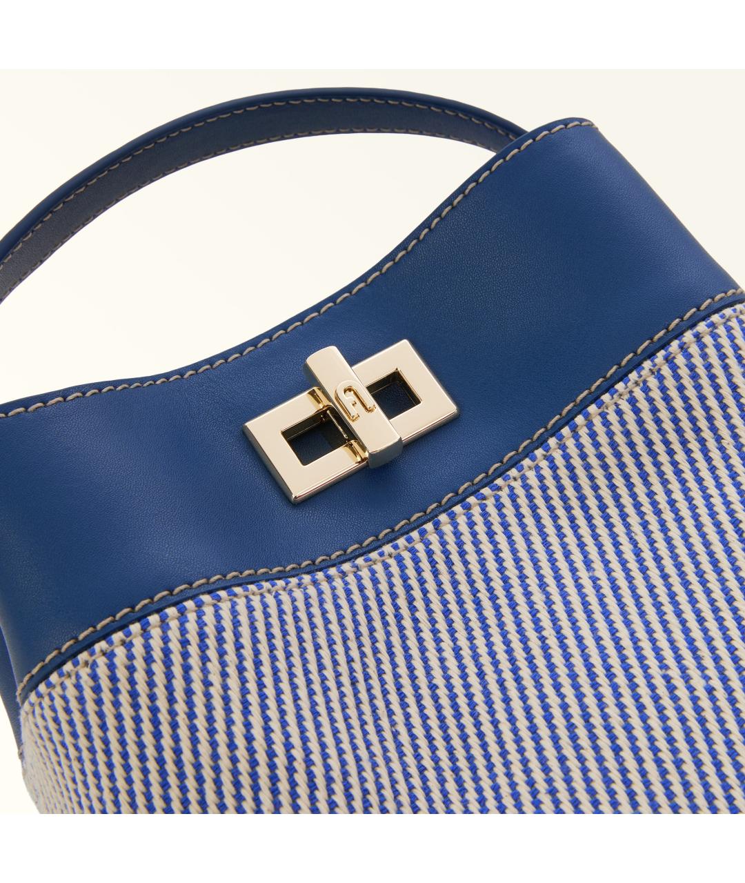 FURLA Синяя тканевая сумка с короткими ручками, фото 3