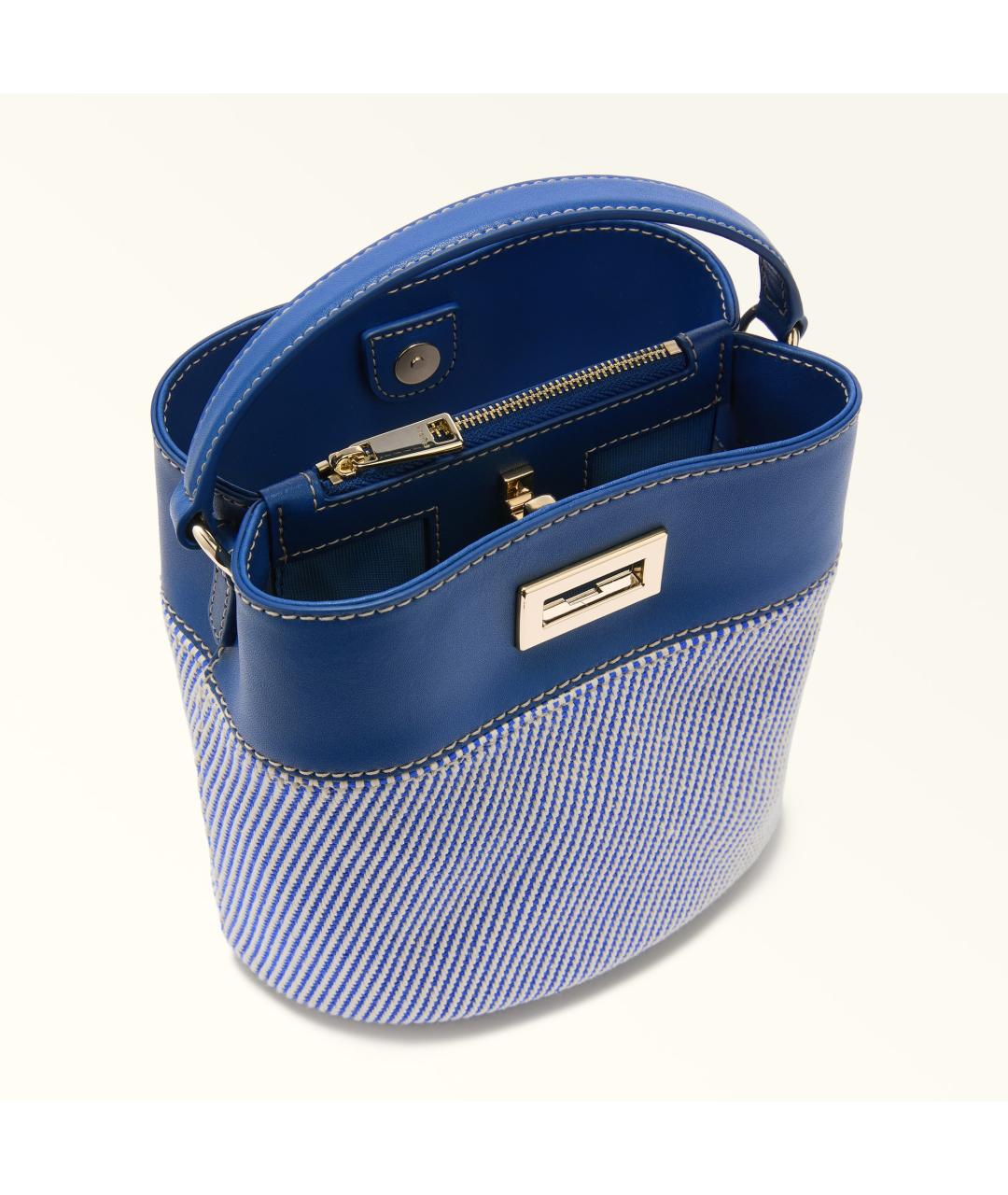 FURLA Синяя тканевая сумка с короткими ручками, фото 4