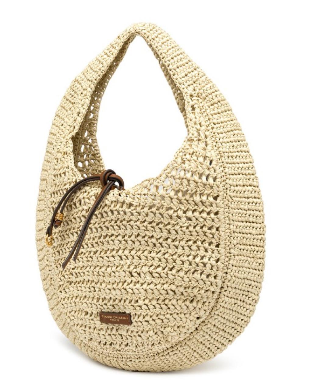 Gianni Chiarini Бежевая пелетеная сумка с короткими ручками, фото 2