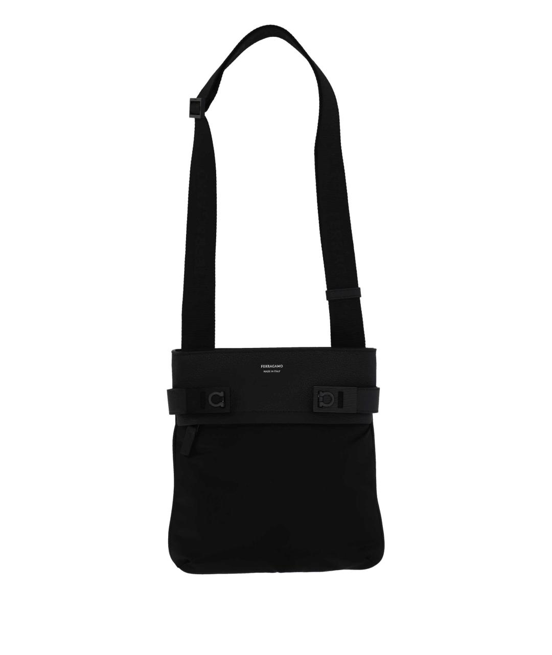 FERRAGAMO Черная тканевая сумка на плечо, фото 1