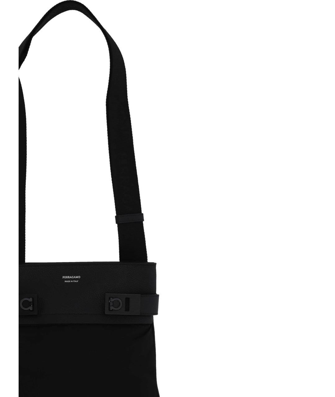 FERRAGAMO Черная тканевая сумка на плечо, фото 2