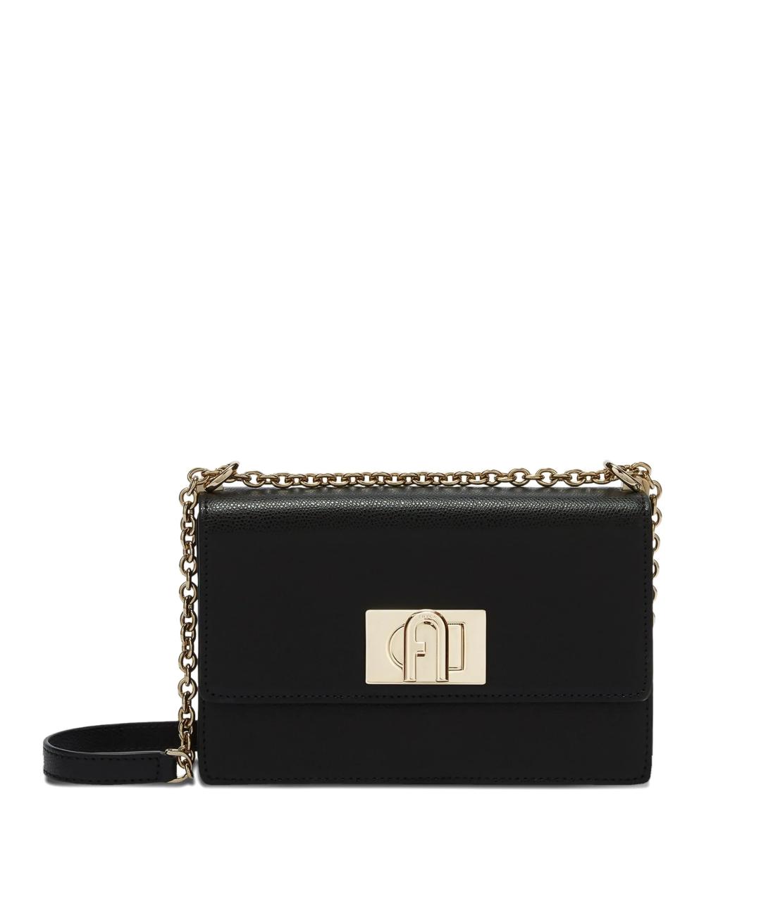 FURLA Черная кожаная сумка через плечо, фото 1