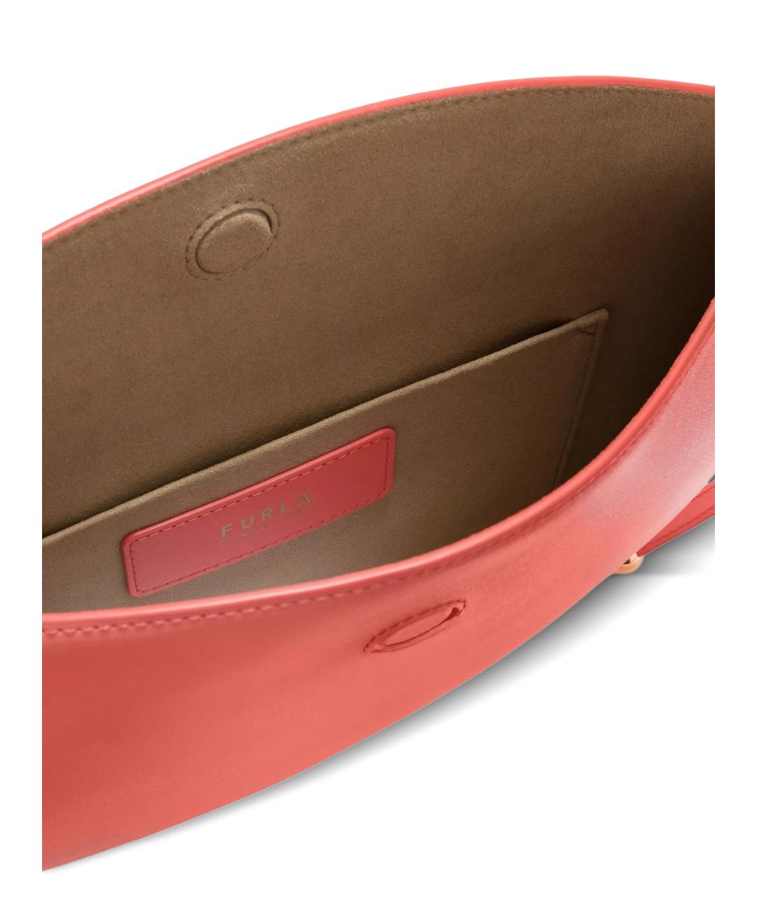 FURLA Коралловая кожаная сумка через плечо, фото 4