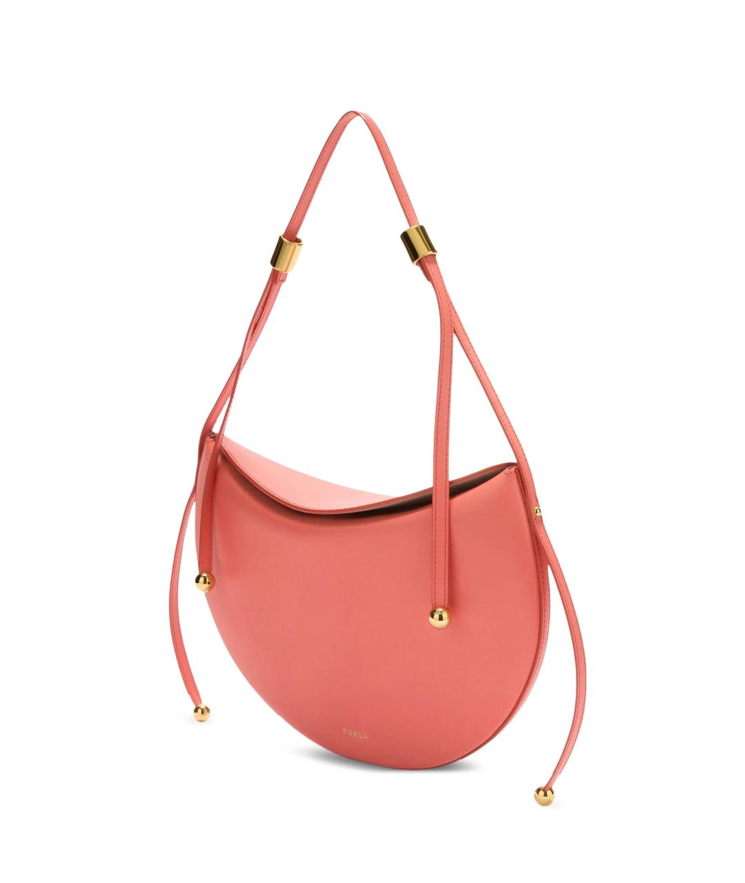 FURLA Коралловая кожаная сумка через плечо, фото 2