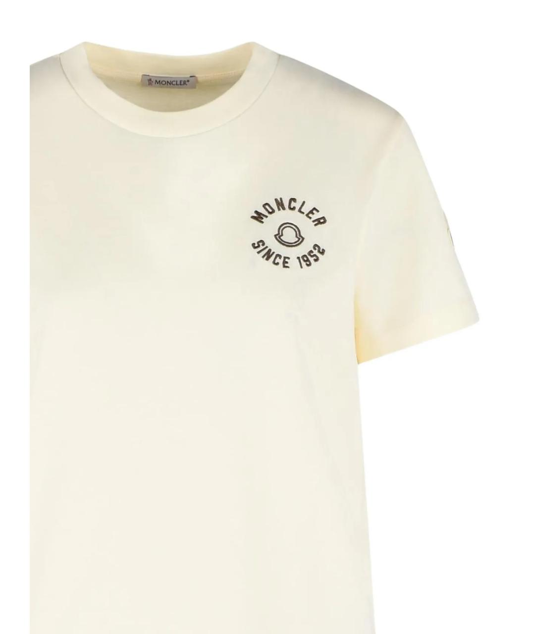MONCLER Бежевая хлопковая футболка, фото 2