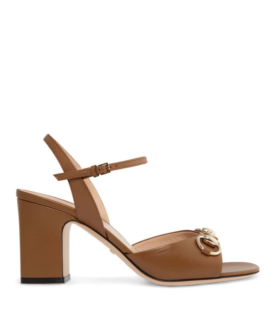 GUCCI Коричневые кожаные босоножки, фото 1