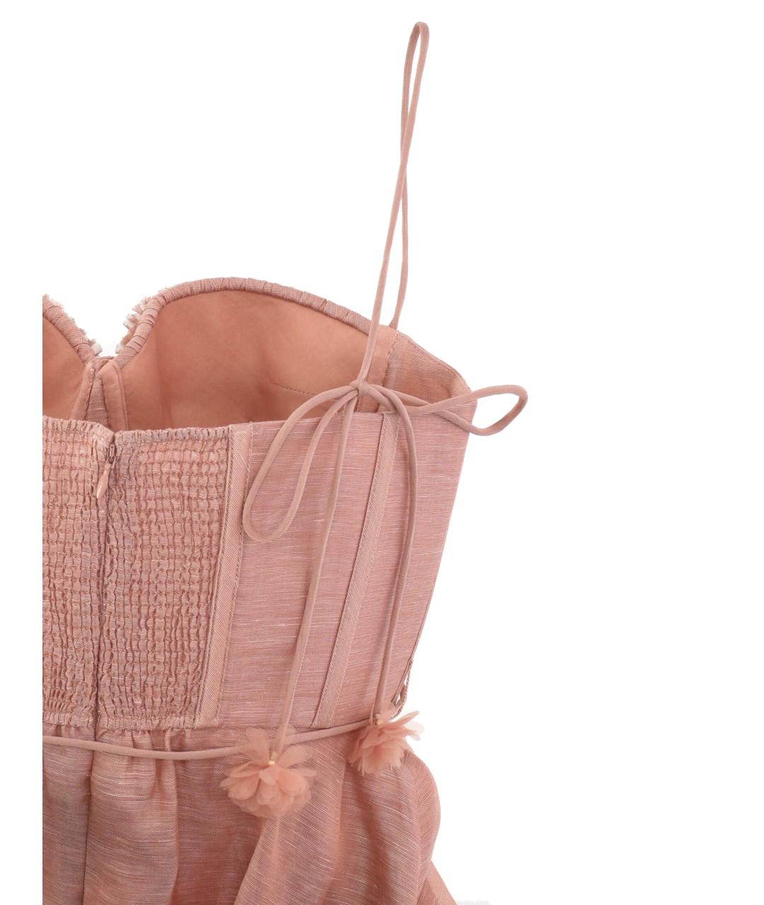 ZIMMERMANN Розовое льняное вечернее платье, фото 3