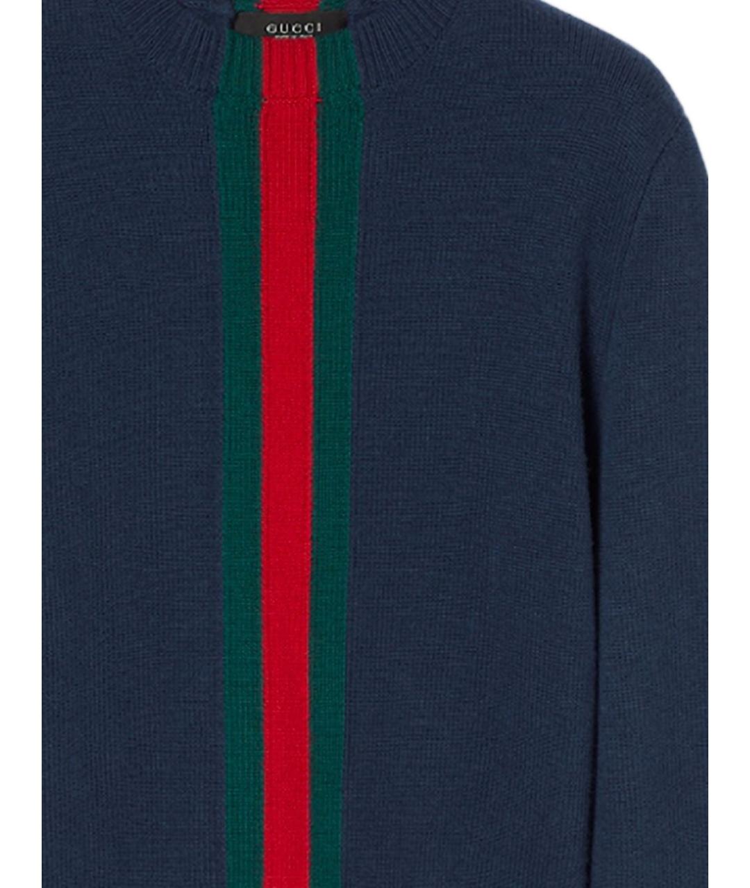 GUCCI Темно-синий шерстяной джемпер / свитер, фото 2