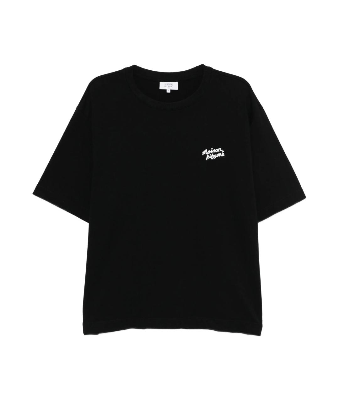MAISON KITSUNE Черная хлопковая футболка, фото 1