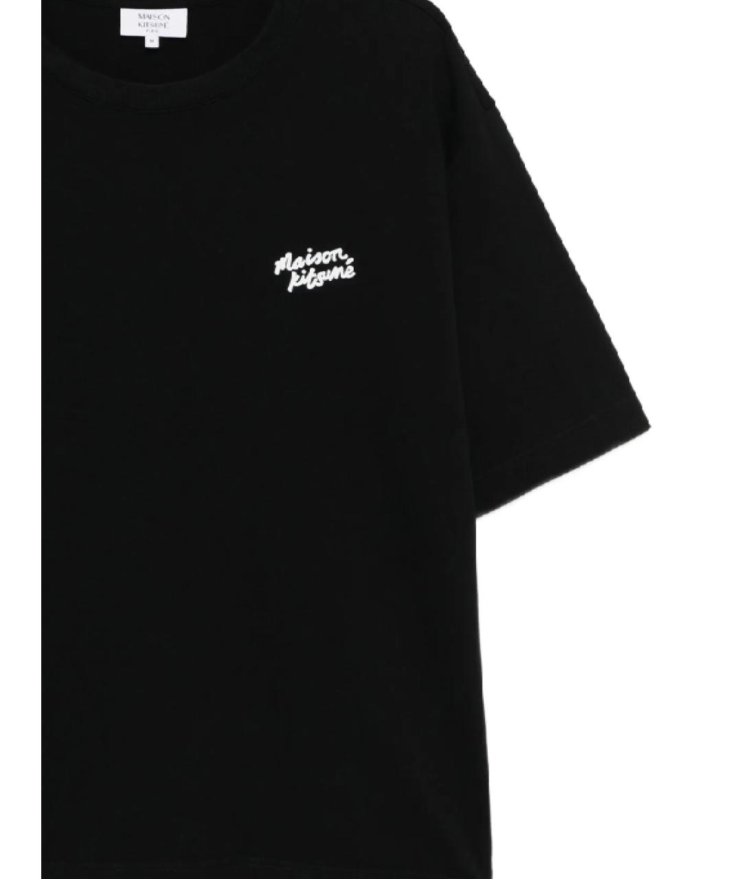 MAISON KITSUNE Черная хлопковая футболка, фото 2
