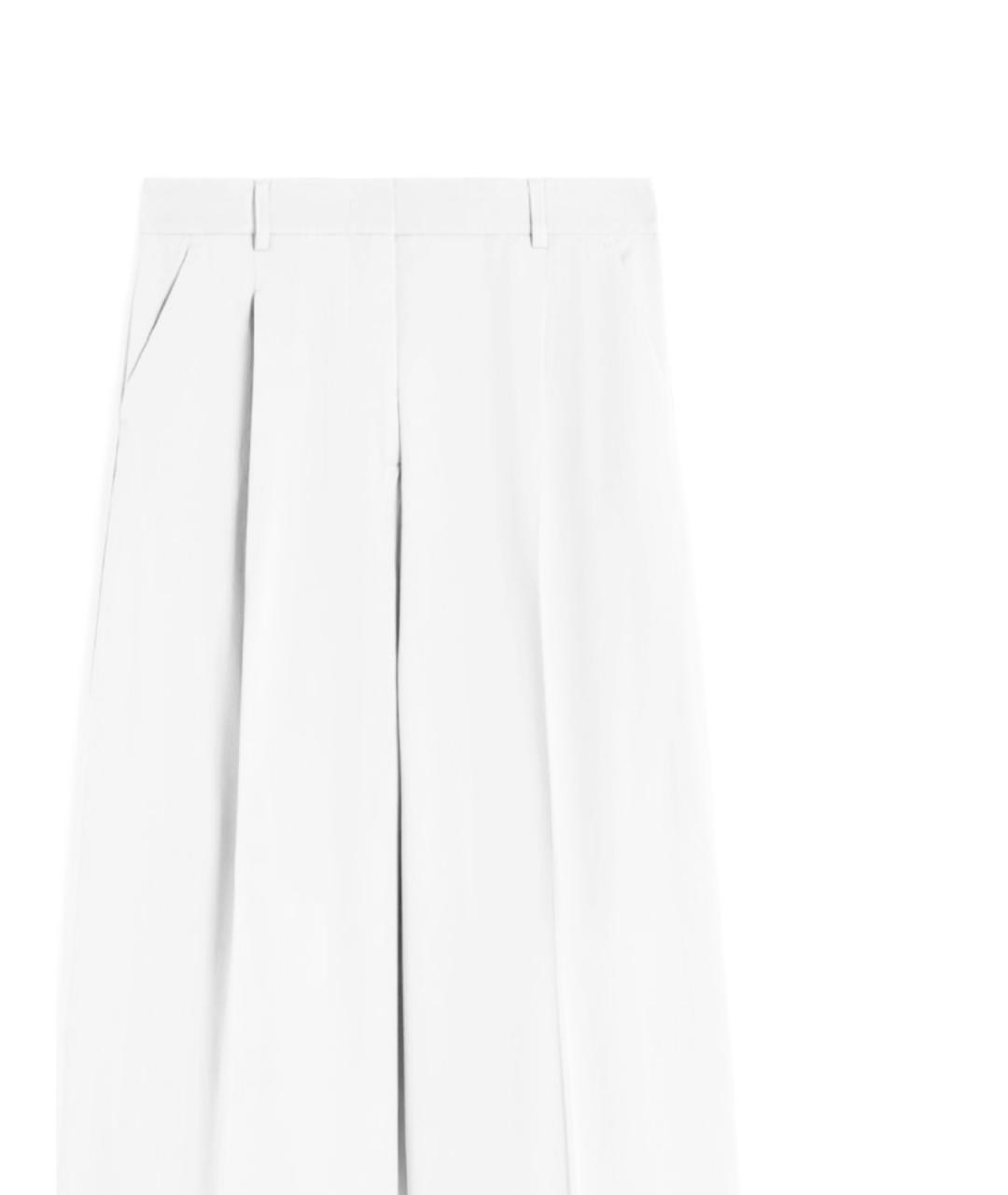 WEEKEND MAX MARA Белые хлопковые прямые брюки, фото 2
