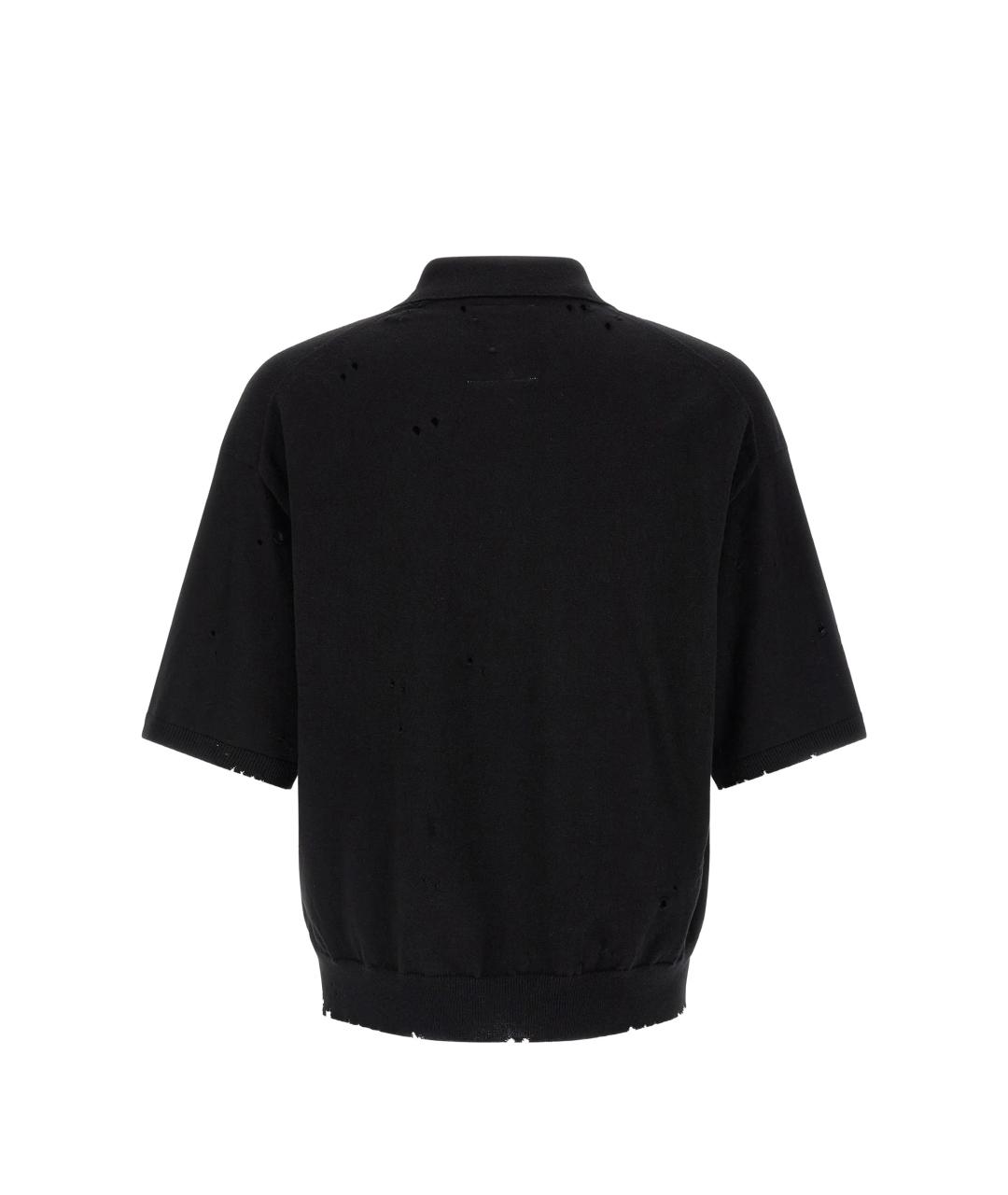 Mihara Yasuhiro Черное хлопковое поло с коротким рукавом, фото 4