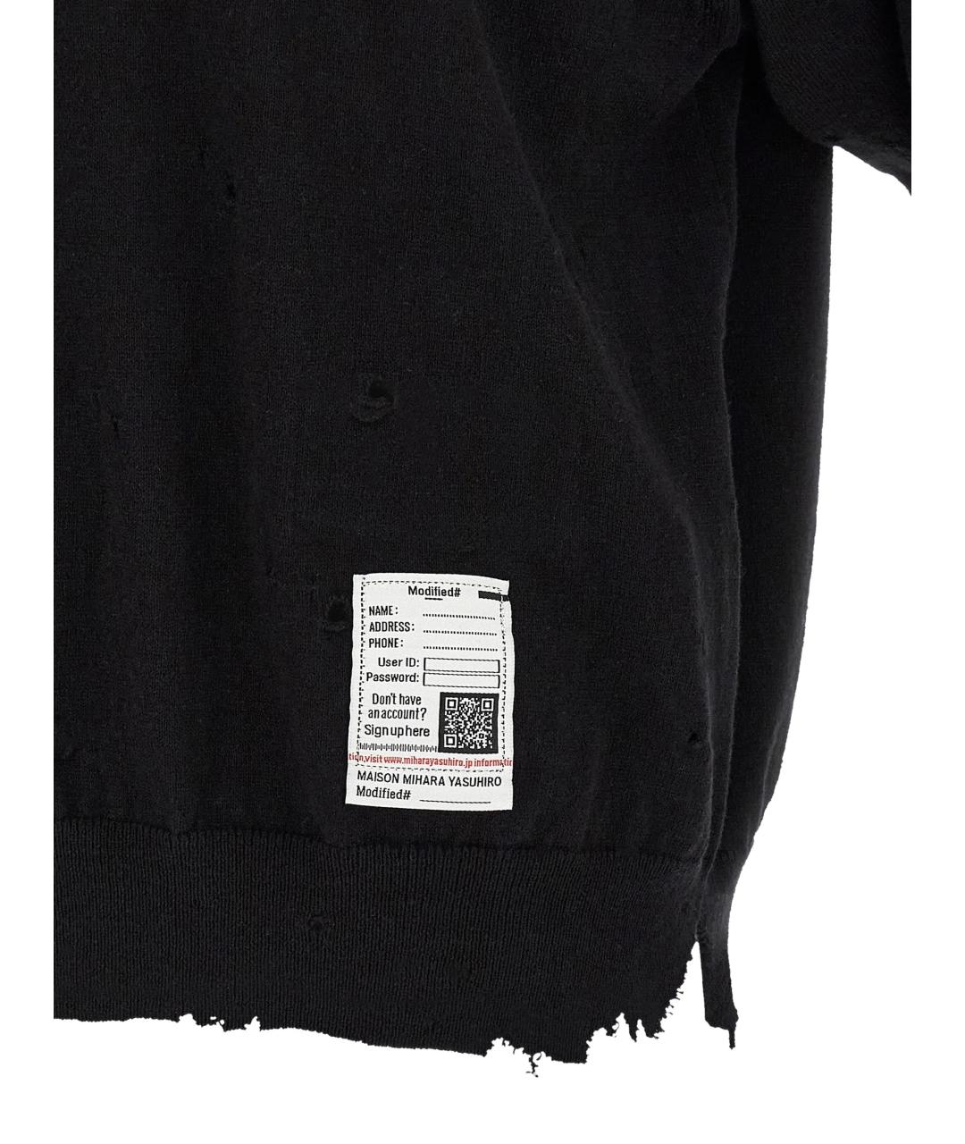 Mihara Yasuhiro Черное хлопковое поло с коротким рукавом, фото 3