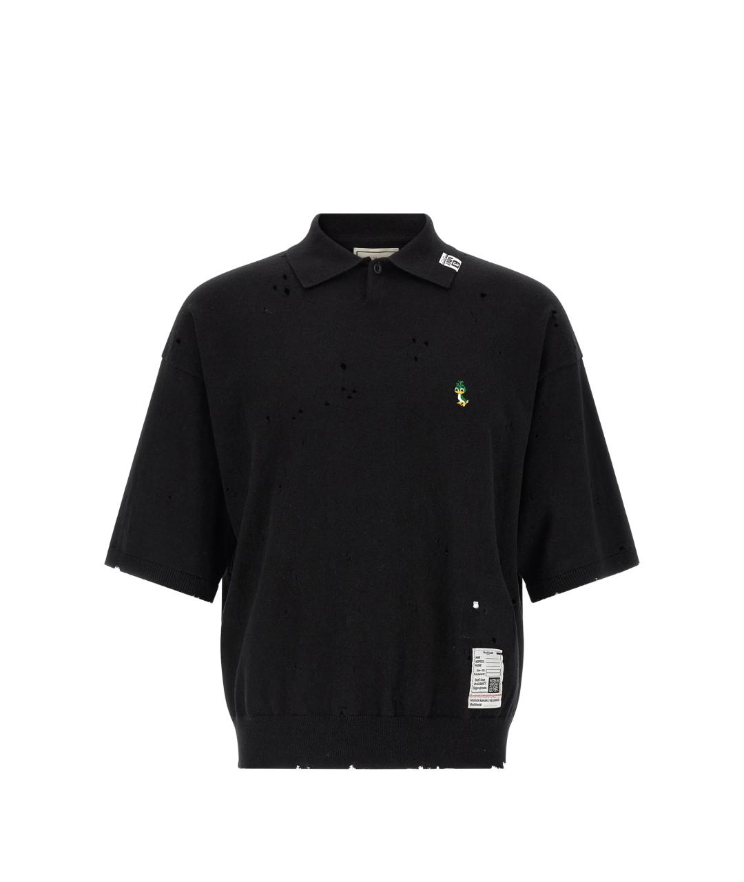 Mihara Yasuhiro Черное хлопковое поло с коротким рукавом, фото 1