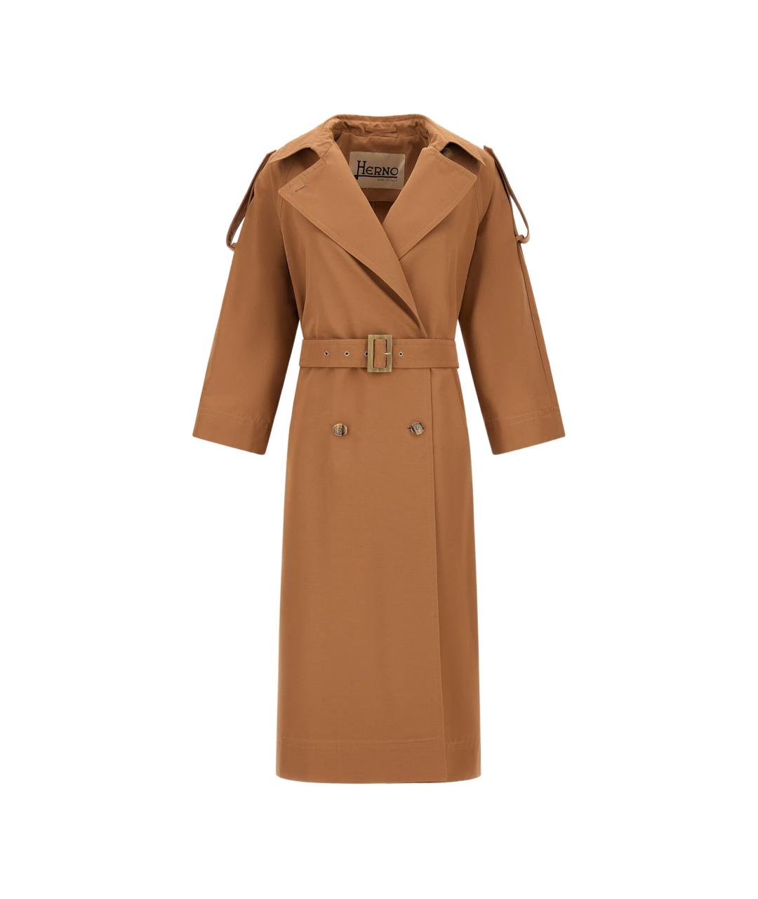 HERNO Коричневый хлопковый тренч/плащ, фото 1