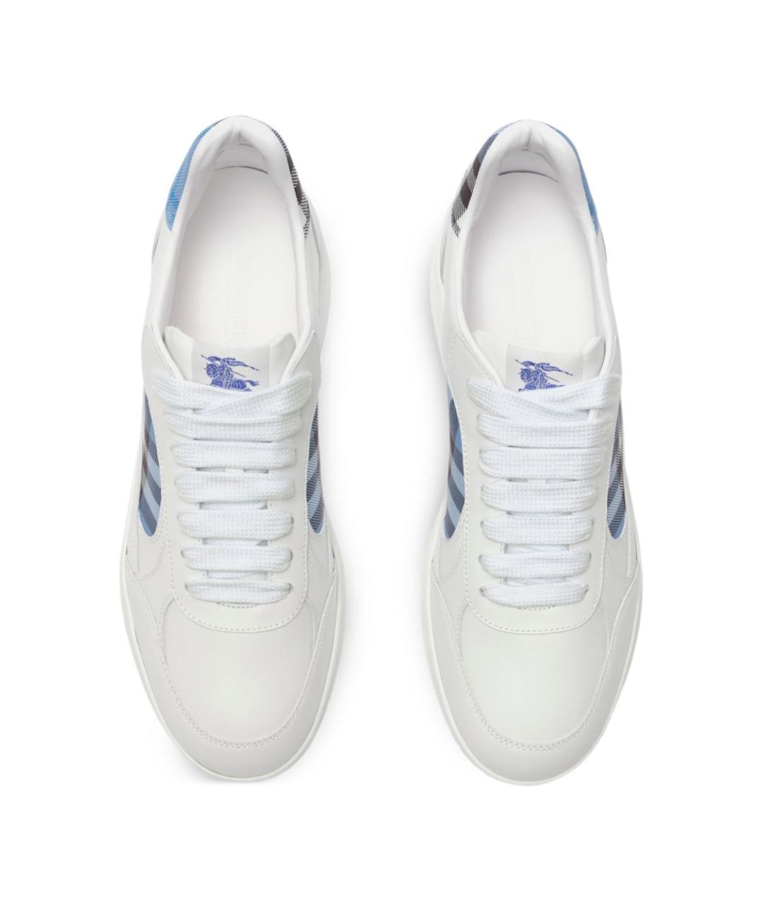 BURBERRY Белые кожаные низкие кроссовки / кеды, фото 5