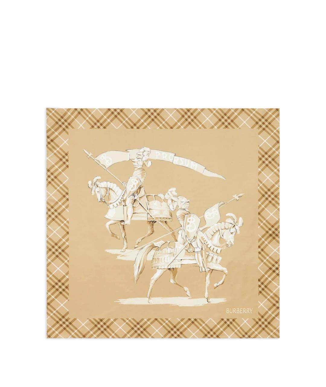 BURBERRY Бежевый шелковый платок, фото 2