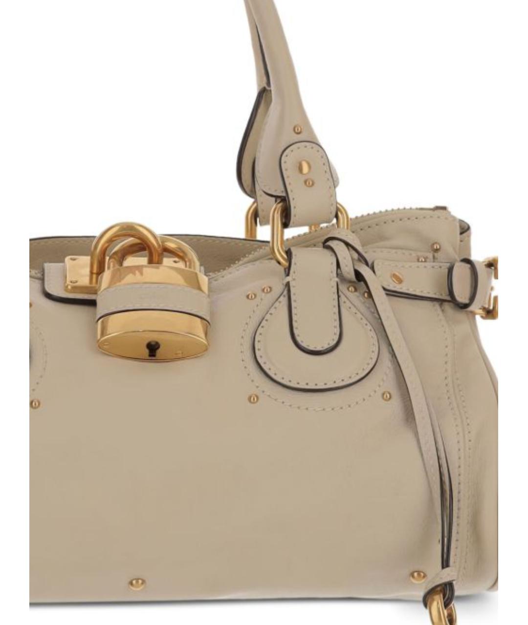 CHLOE Бежевая кожаная сумка с короткими ручками, фото 2