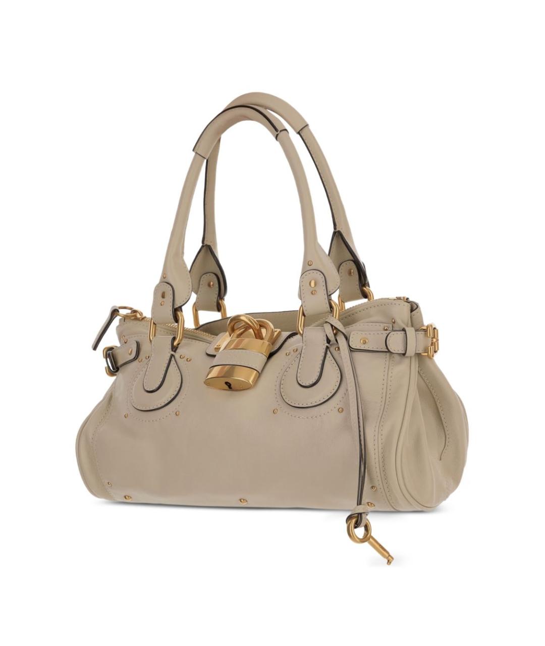 CHLOE Бежевая кожаная сумка с короткими ручками, фото 3