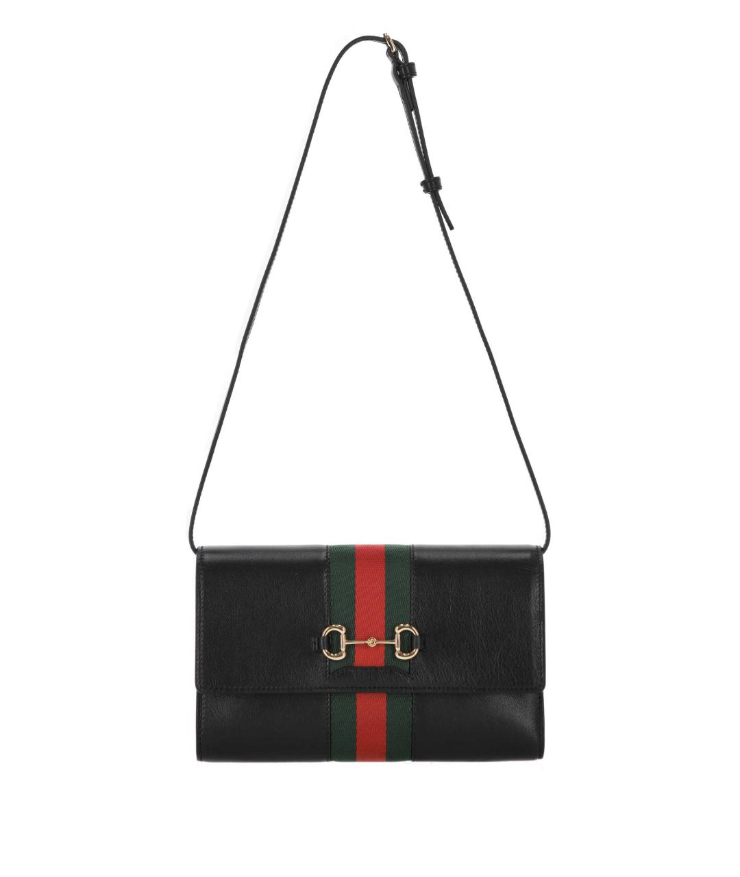 GUCCI Черная кожаная сумка через плечо, фото 1