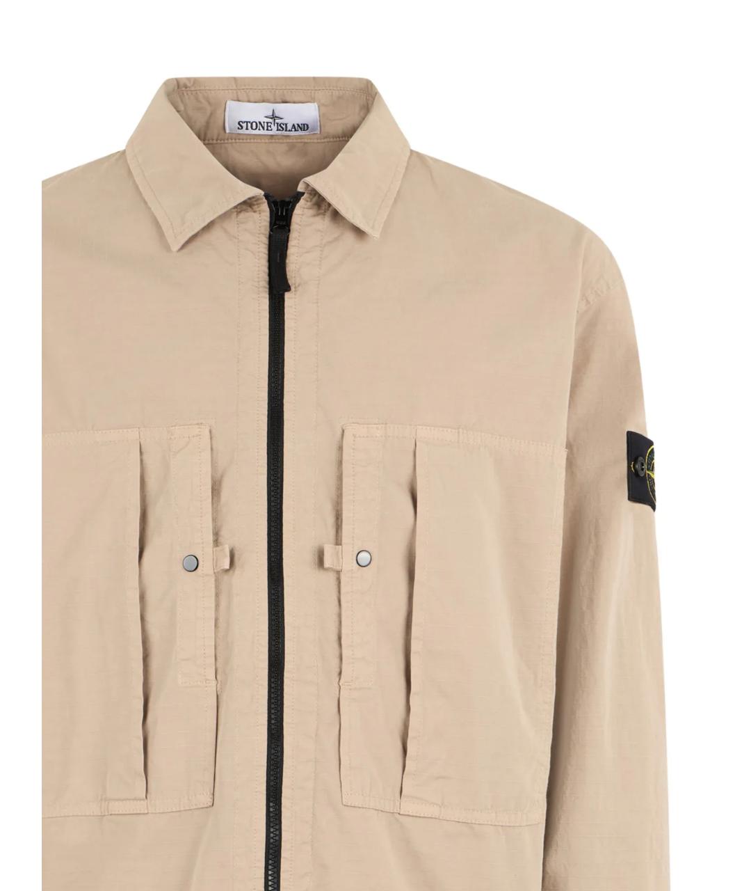 STONE ISLAND Бежевая хлопковая кэжуал рубашка, фото 2