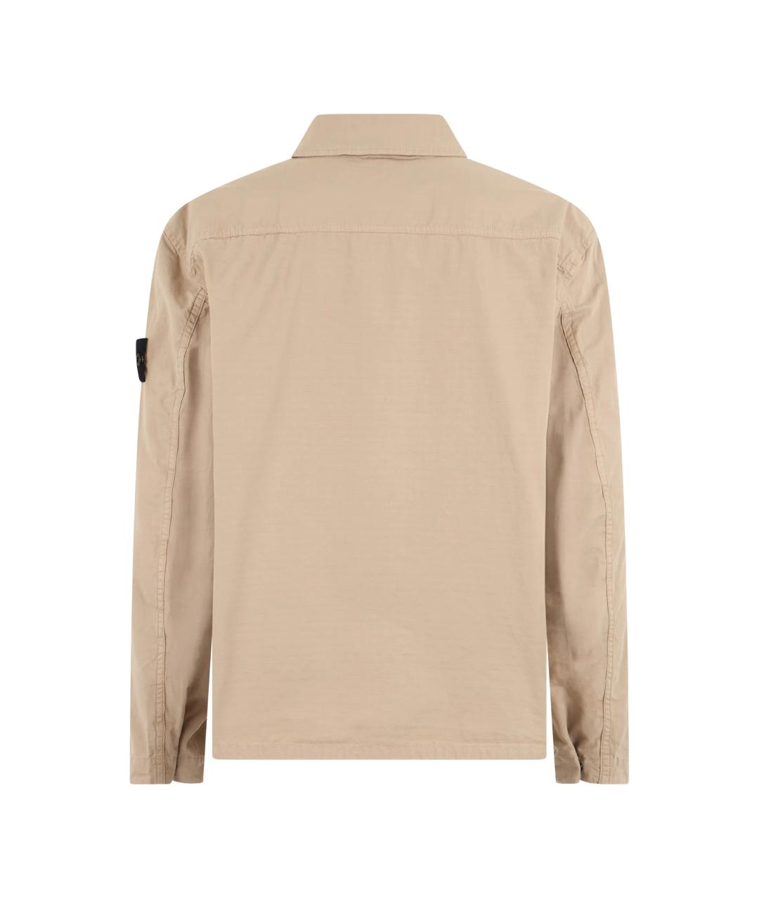 STONE ISLAND Бежевая хлопковая кэжуал рубашка, фото 3