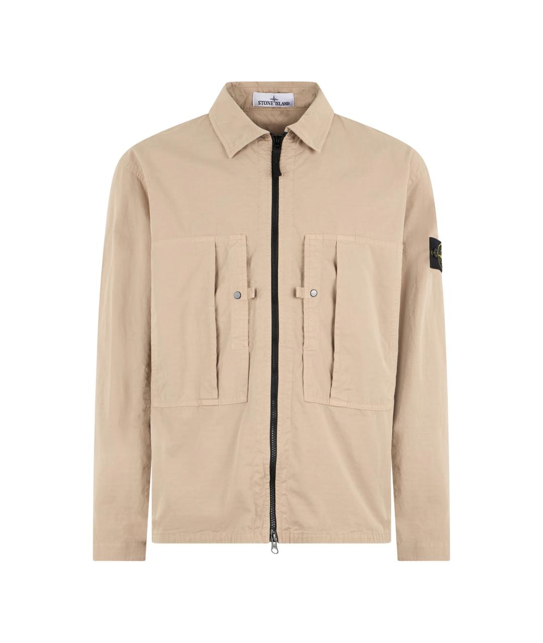 STONE ISLAND Бежевая хлопковая кэжуал рубашка, фото 1