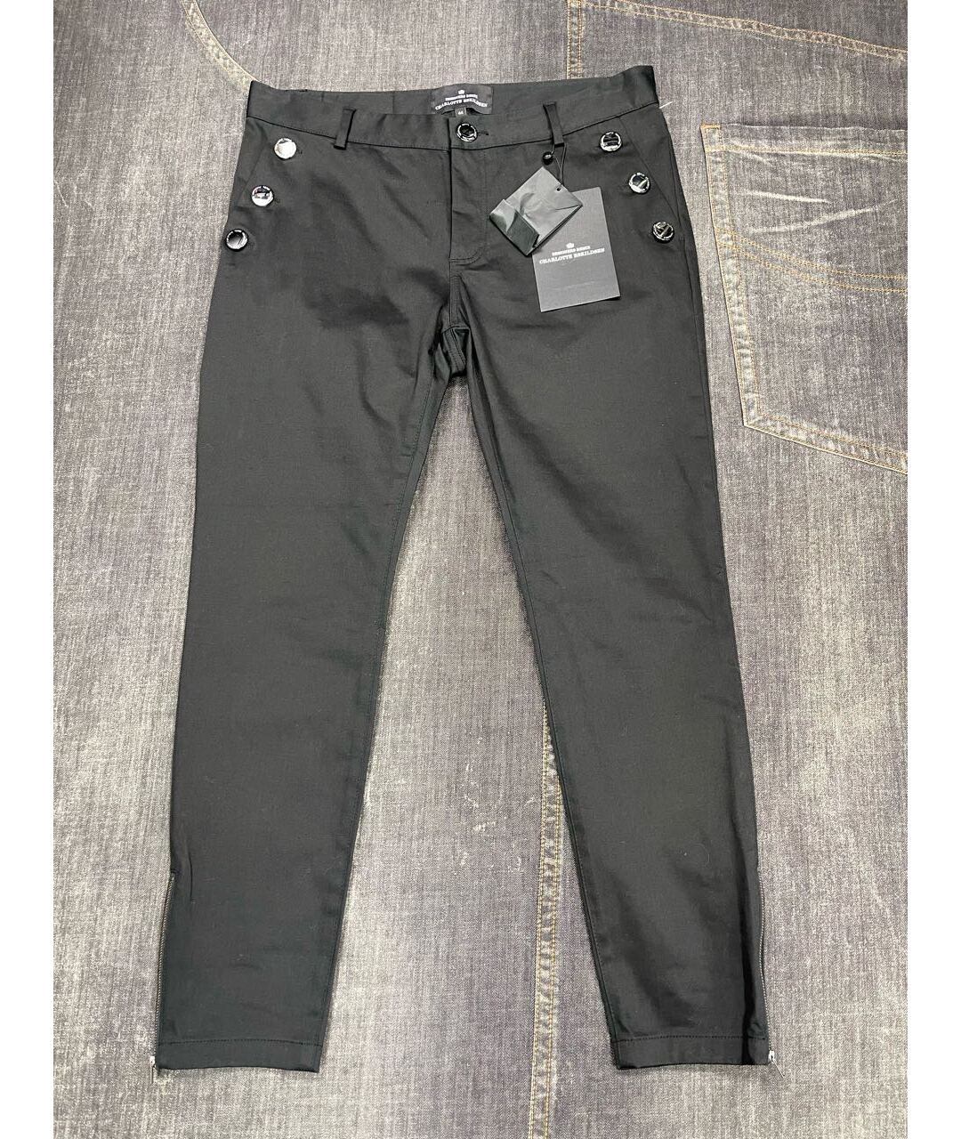 DESIGNERS REMIX Черные хлопковые брюки узкие, фото 6