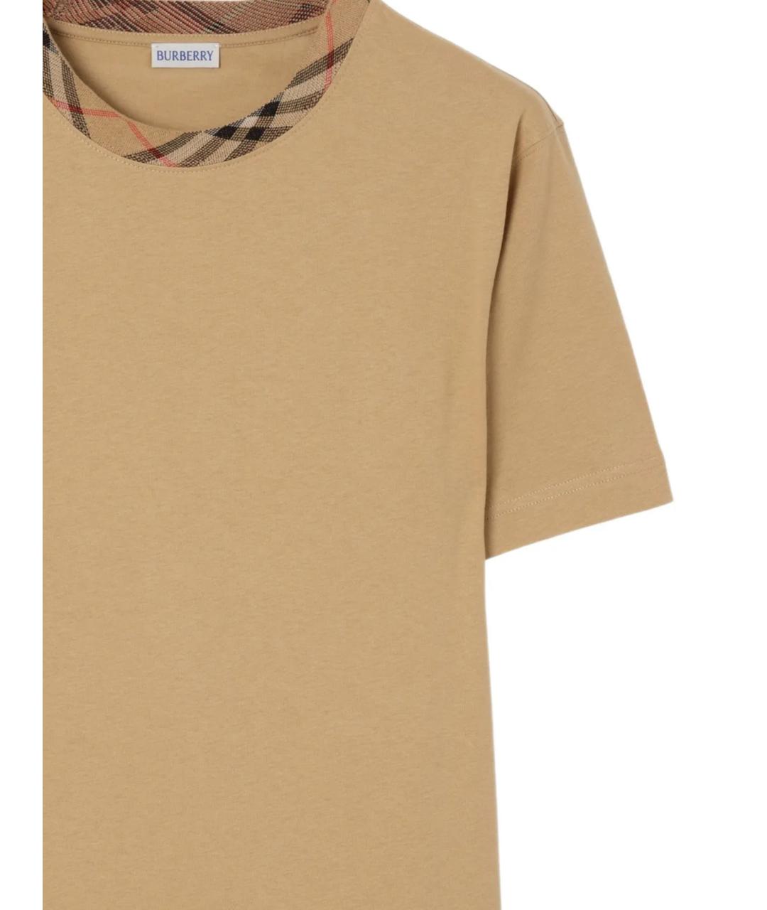 BURBERRY Бежевая хлопковая футболка, фото 2