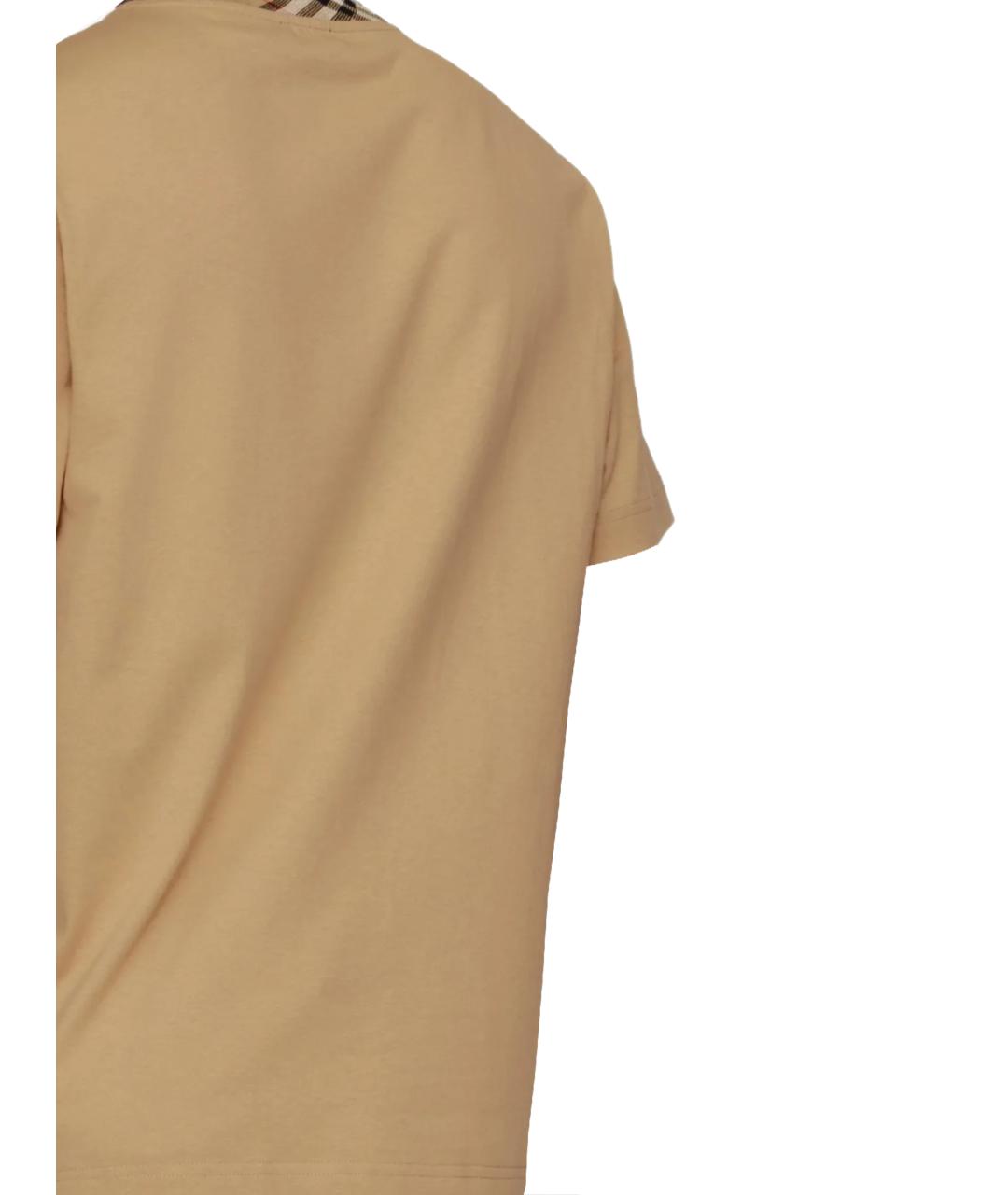 BURBERRY Бежевая хлопковая футболка, фото 3