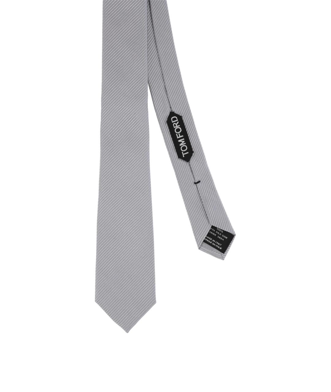 TOM FORD Серый шелковый галстук, фото 1