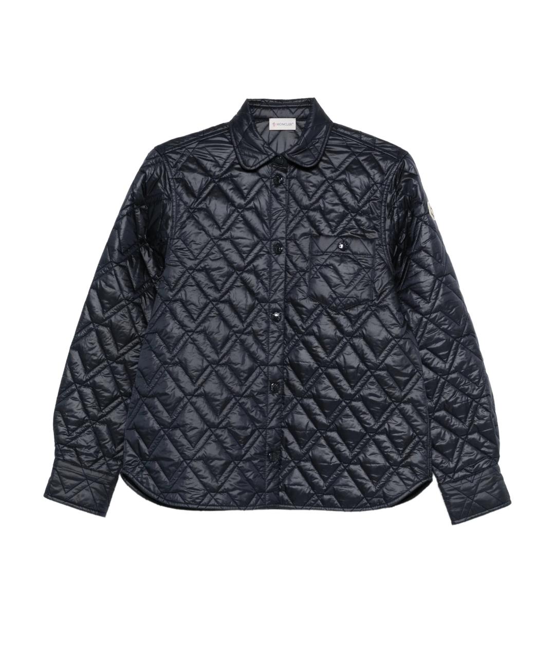 MONCLER Темно-синяя полиэстеровая куртка, фото 1