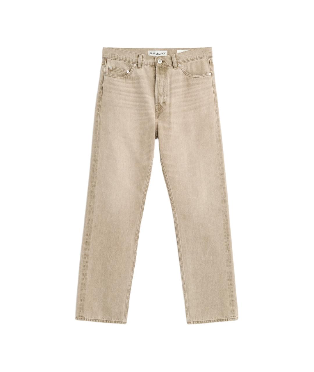 OUR LEGACY Бежевые хлопковые прямые джинсы, фото 1