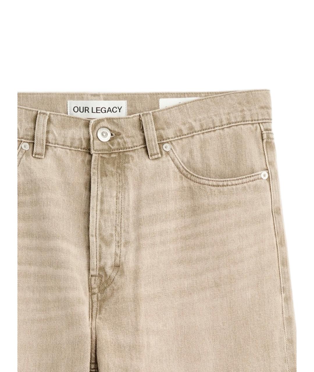 OUR LEGACY Бежевые хлопковые прямые джинсы, фото 2
